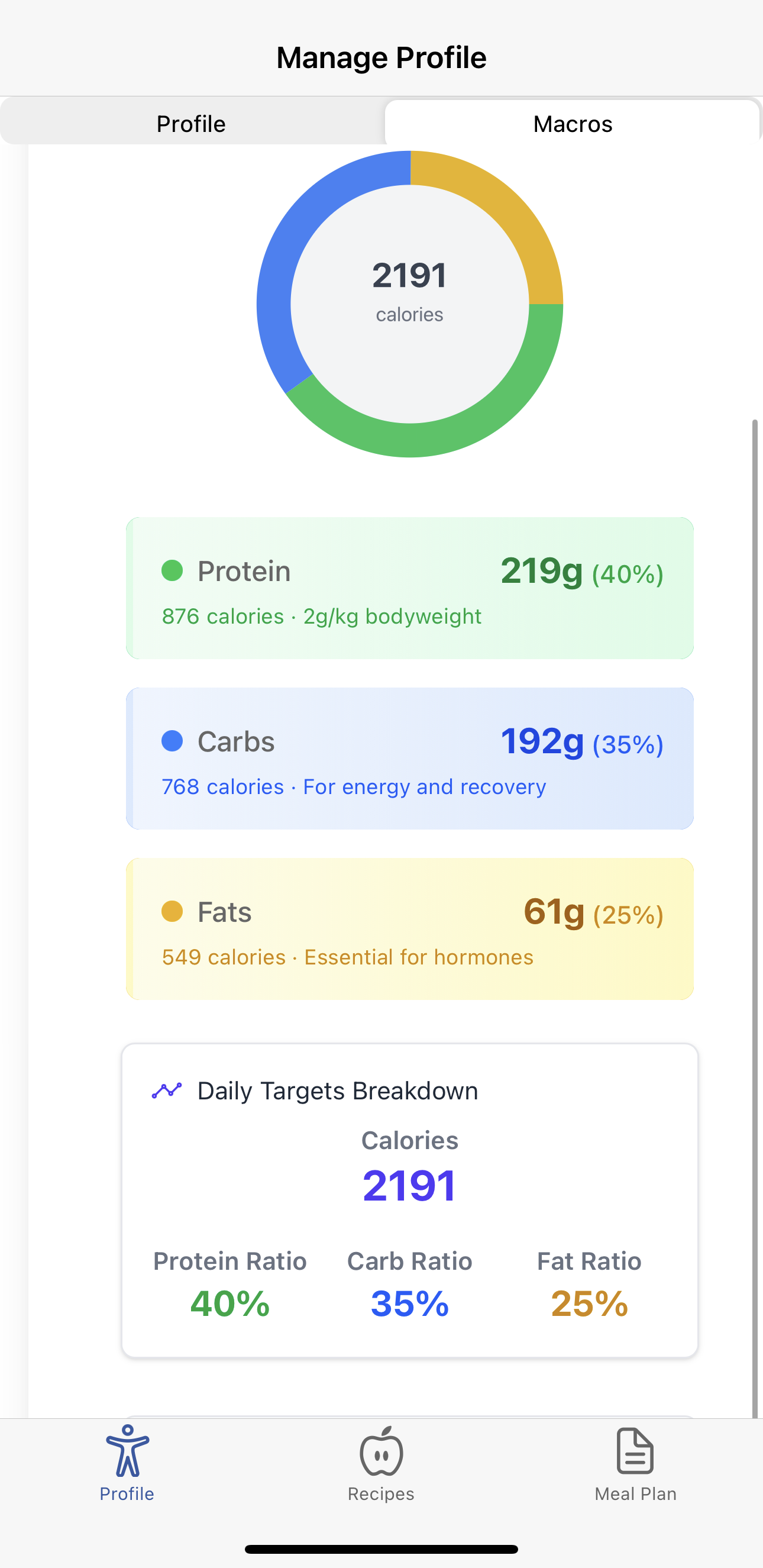 Set Daily Macro Target